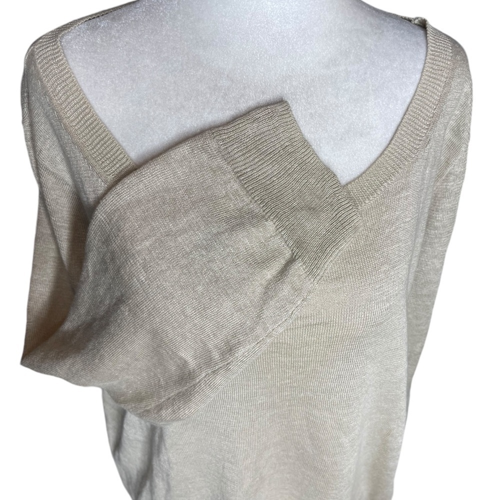 J.Crew Black Label 100% Linen Sweater Blouse Cream | Size Medium - Picture 2 of 13